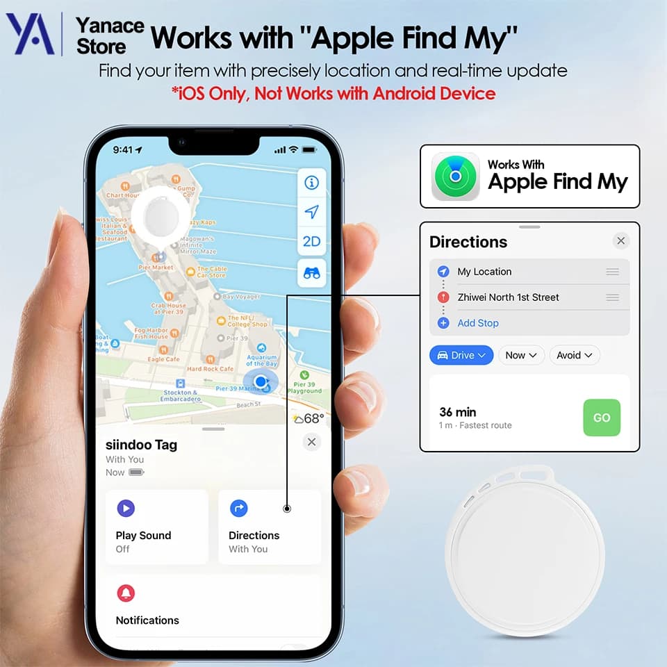 FindMy Certified Anti-Lost Tracker Position Locator for Kids Elderly Pets Bicycles and Cars Real time monitoring for theft