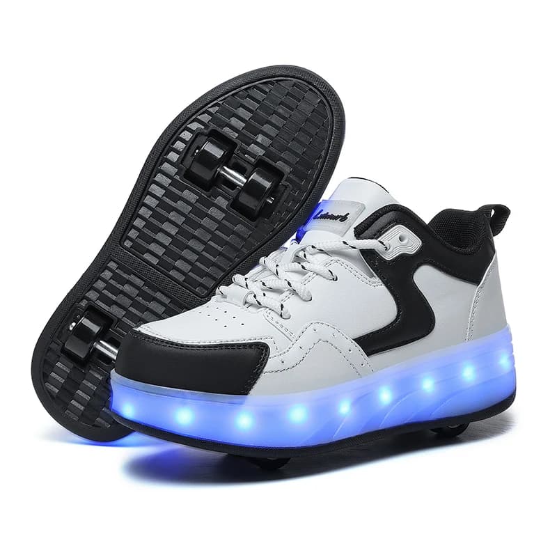 Bright children's sneakers with USB charging, outdoor sports roller skates, four wheel casual shoes for children and girls, bright