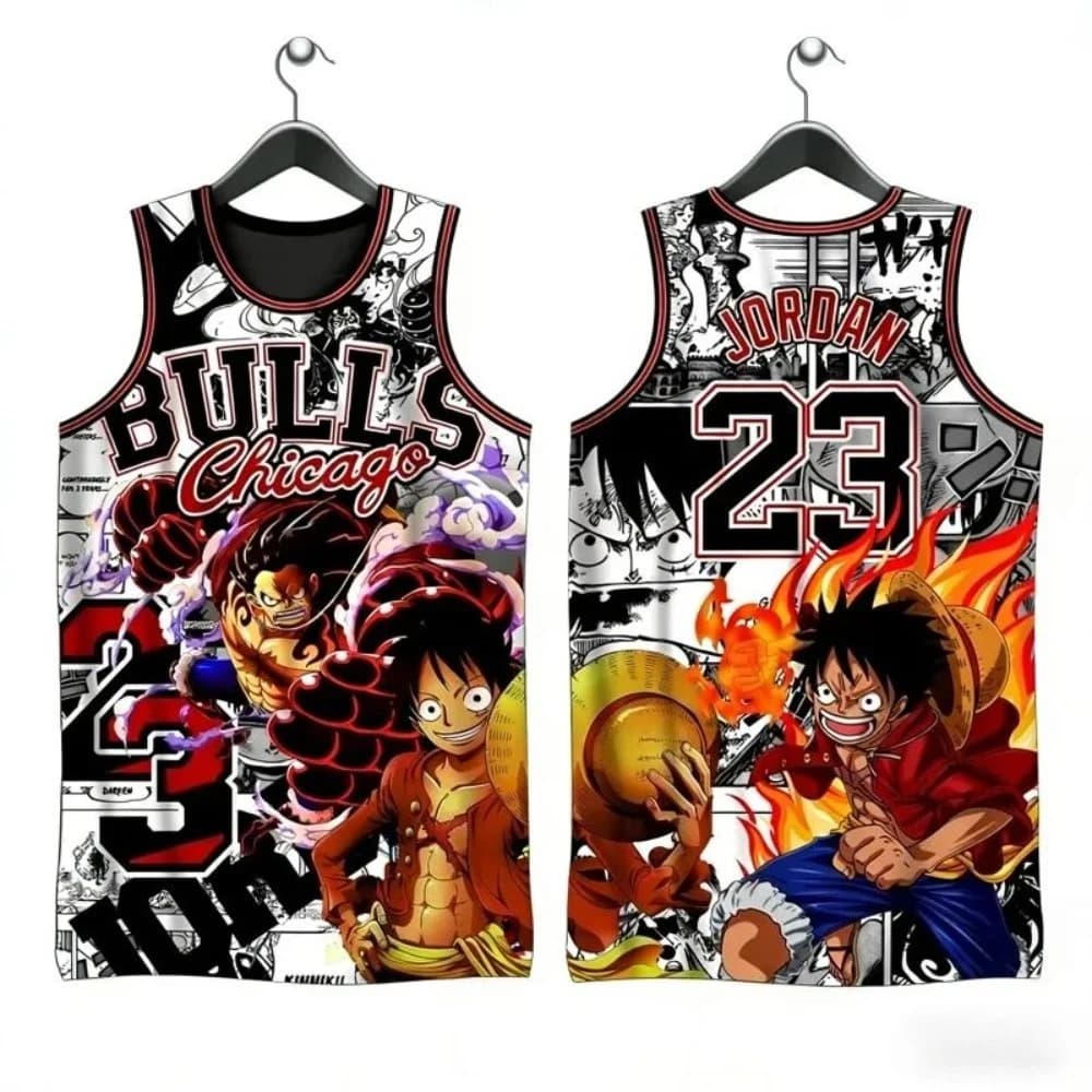 Canotta Sportiva Estiva 2026 One Piece Luffy Zoro Tatum N.0 da Basket, Senza Maniche, Vestibilità Ampia, Casual, per Sport all'Aperto e Fitness, Traspirante
