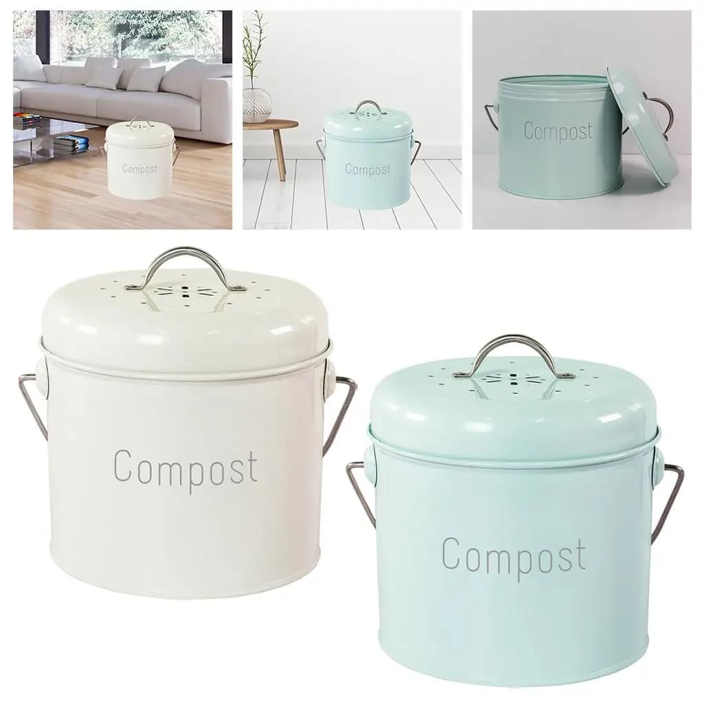 3L Kitchen Compost Bin Indoor Compost Bucket with Lid Rust Proof