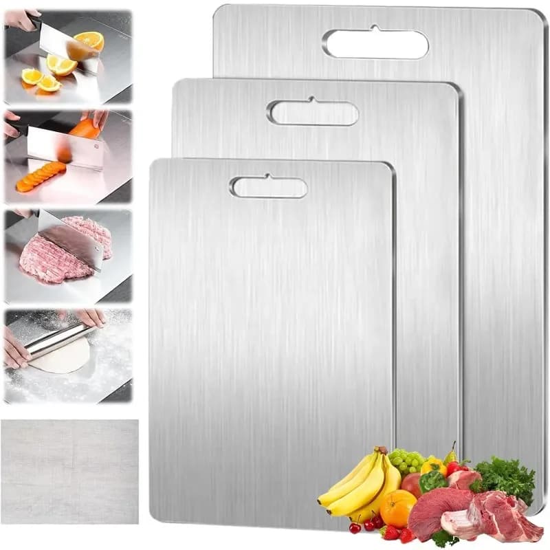 Double Face Metal Hanging Kitchen Cutters for Fruit and Vegetables 3 Pieces Stainless Steel For Food Use