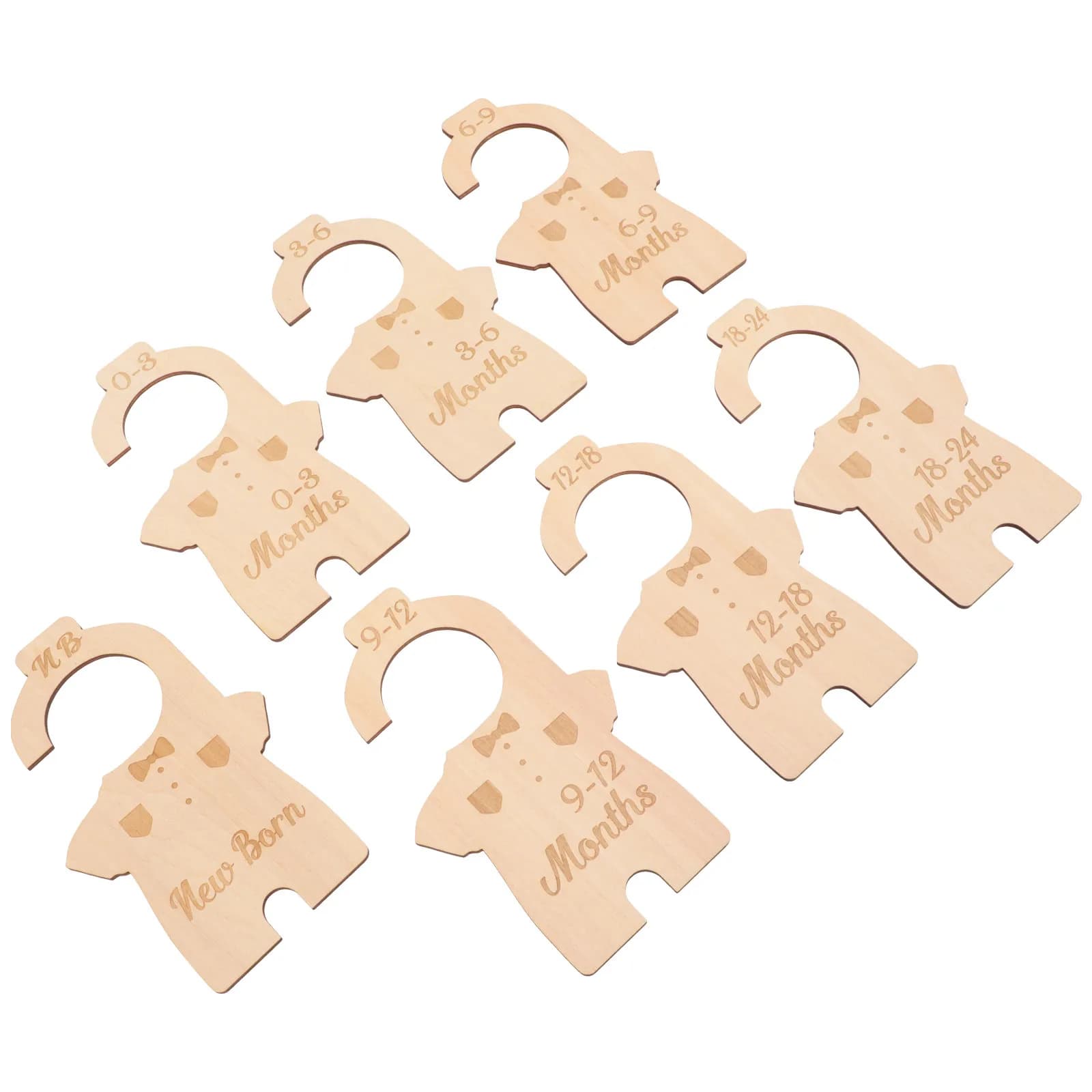 Set di 7 Divisori per Armadio in Legno, Organizzatori per Appendiabiti Spessi, Separatori per Vestiti, Organizzatore per Armadio Bambini