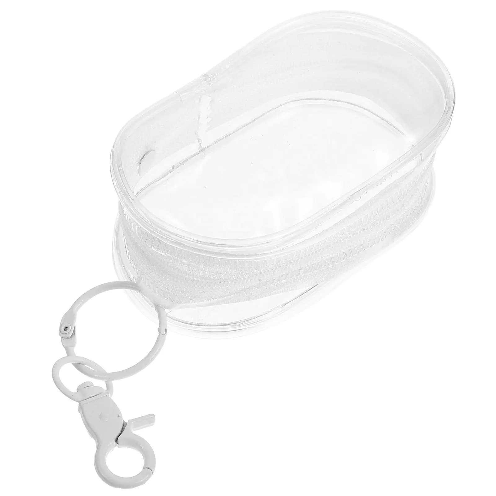 Pochette da Viaggio Trasparente in PVC con Moschettone, Piccola Borsa con Cerniera per Auricolari, Cavi Dati, Elastici per Capelli, Monete, Chiavi, Profumi e Oggetti Quotidiani