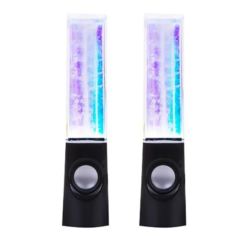 2PCS LED Lights Dancing Water Music Fountain Light Speakers for PC Laptop For Phone Portable Desk Stereo Speaker