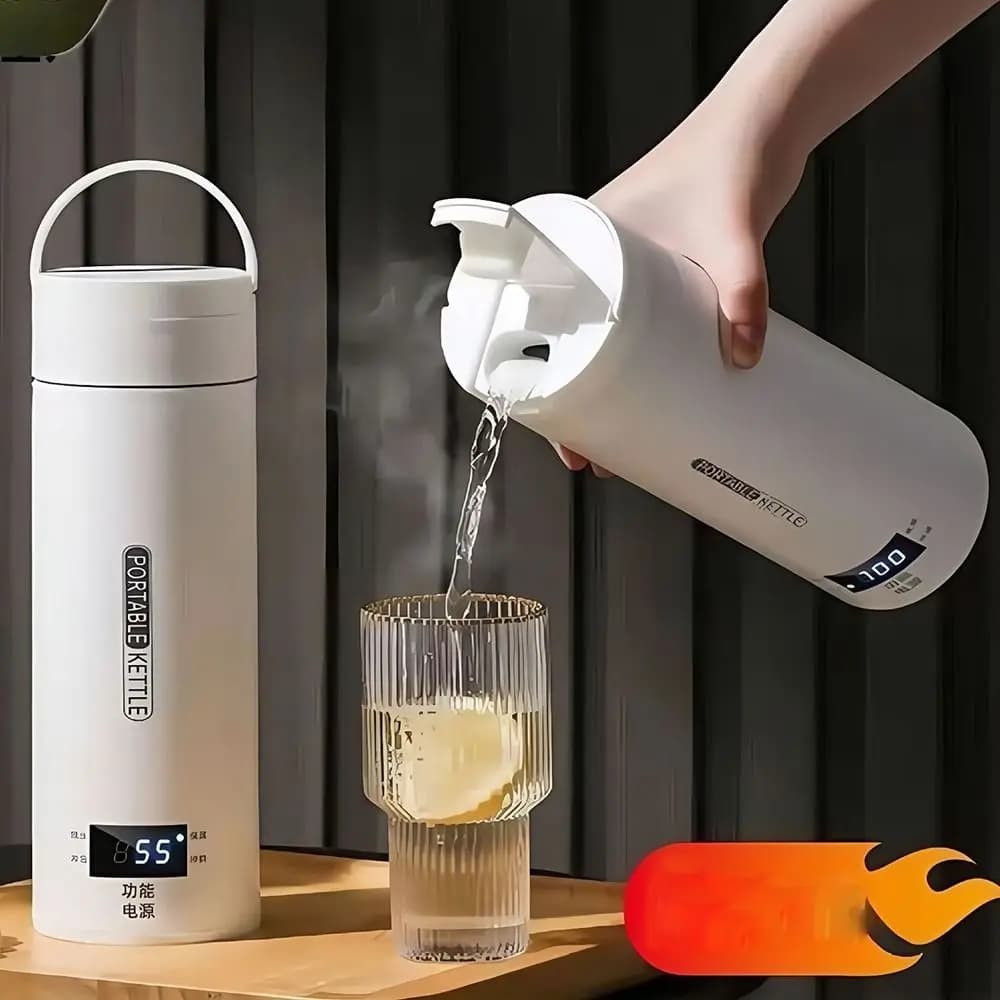 316 Stainless Steel Travel Electric Kettle 4 Level Adjustable Heat 12 Hours Hot Maintenance Function Water Bottle With Instant Heating
