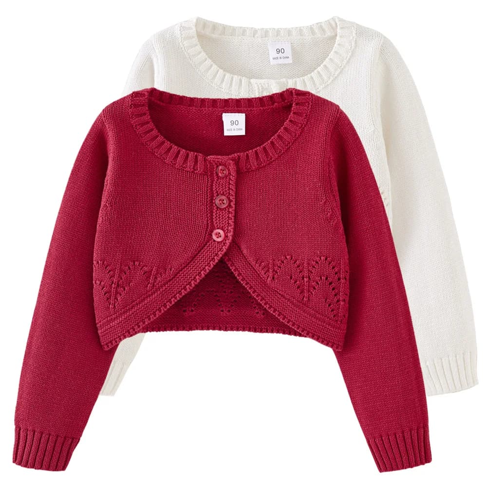 nuova consegna Maglieria a maniche lunghe maglione cardigan giovane ragazza scialle 100% cotone primavera autunno cappotto vestiti solidi 90-160 3-10 anni