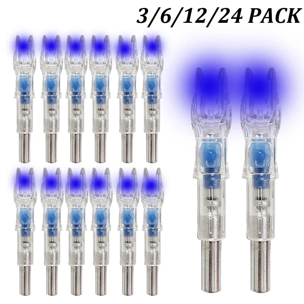 3/6/12/24pcs Archery LED Lighted Nocks Green for ID 6.2mm Carbon Arrows Lighted Nock Light Up for Hunting On/Off Switch Shooting