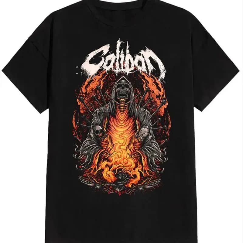 Maglietta Caliban Nailed Skull in cotone nero taglia completa s 5xl KN505