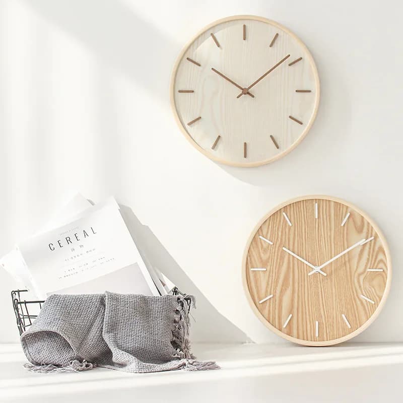 1pc silent wall clock japanese living room bedroom simple decoration modern wall clock for home wooden quartz watch, southern watches
