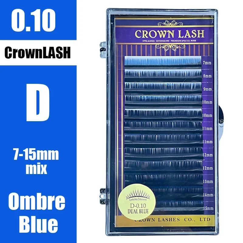 2 tones Shadow Blue C D-0.10, 0.15 7-15mm double color gradient graft extension eyelashes CrownLash beauty salon
