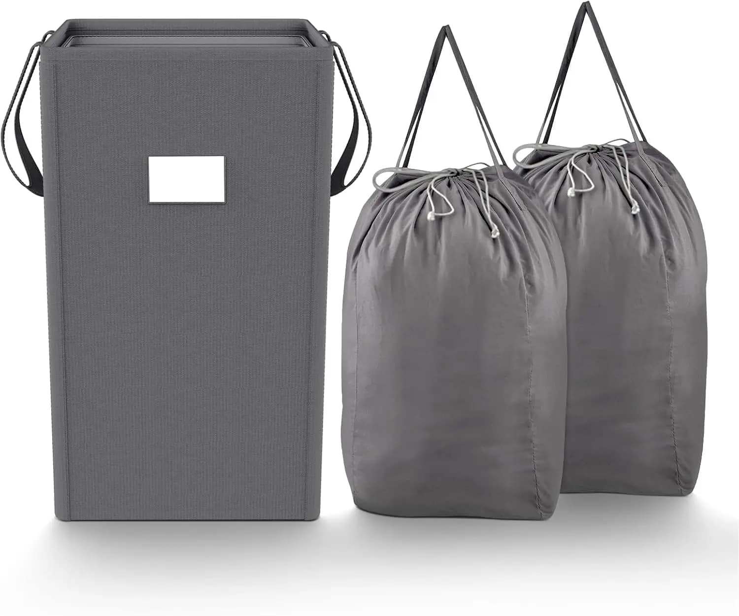 210L Laundry Hamper Collapsible with 2 Washable Bags, Foldable Clothes Basket with Handles for Dorm, Bedroom, Grey