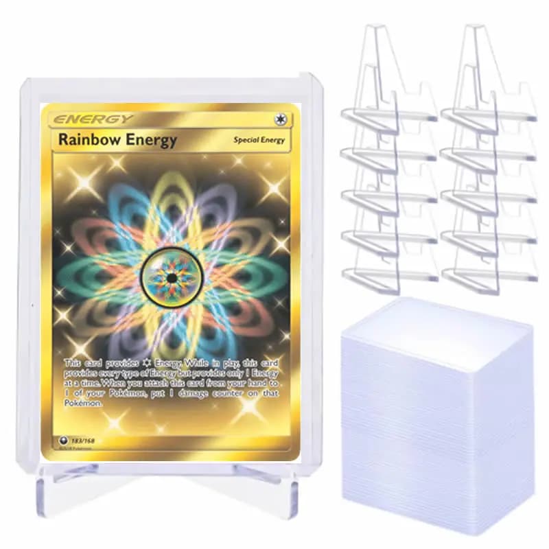 Game Card Display Stand Holder Set Support Protectors Hard Plastic Sleeves Trading Case Baseball Football Sports Yugioh Cards