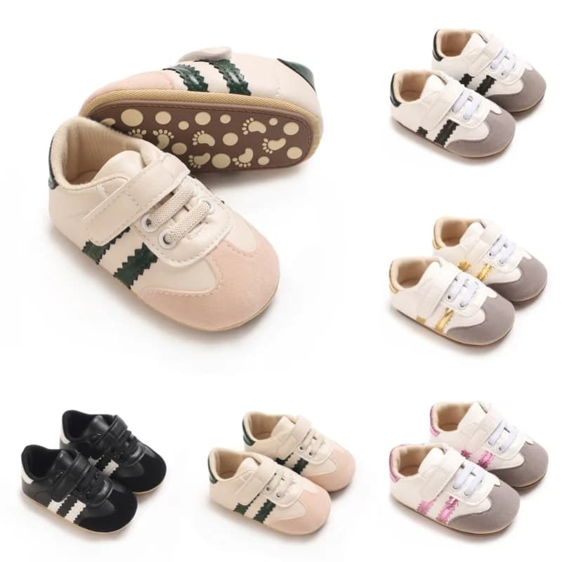 Baby Boys Girls Casual Sneakers Retro Striped Soft Sole Non-Slip First Walkers Infant Sport Shoes 0-18M