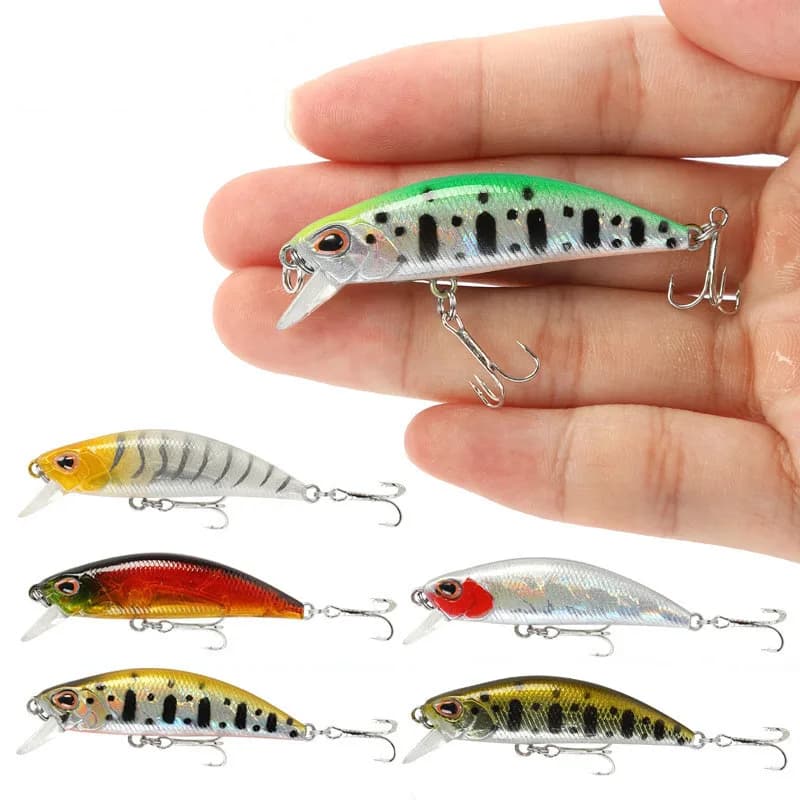 Mini Affondamento Minnow Wobblers Esche da pesca 5.5 cm 5g Trota Plastica artificiale Esca dura Jerkbait Crankbait Bass Attrezzatura da pesca