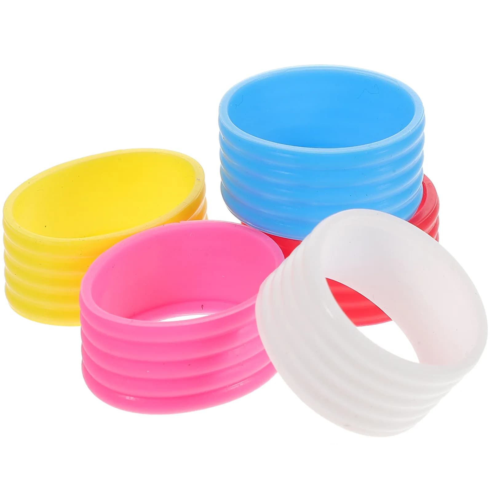 5 Pezzi Fasce in Silicone Antisudore per Racchette, Nastro Assorbente per Impugnatura Tennis e Squash, Rosso Bianco Rosa
