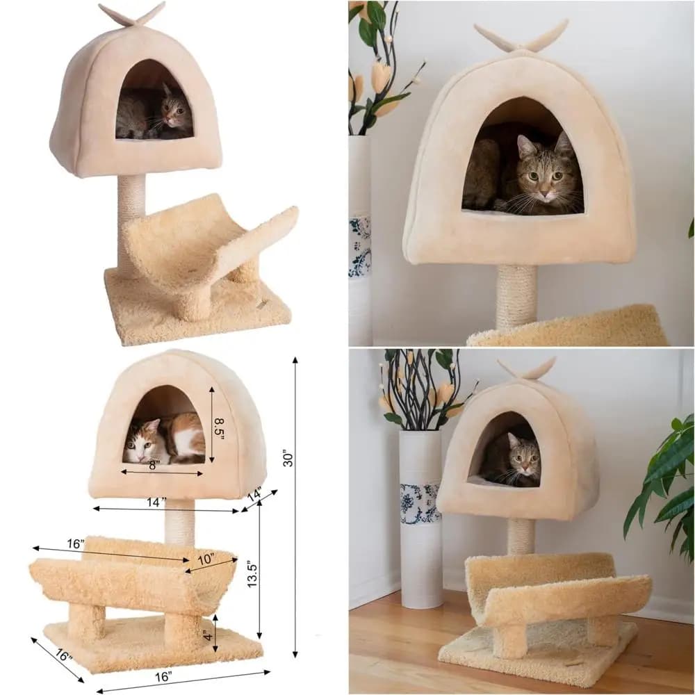 Torre ascendente felina con piattaforme da gioco e colonne antigraffio per gatti domestici