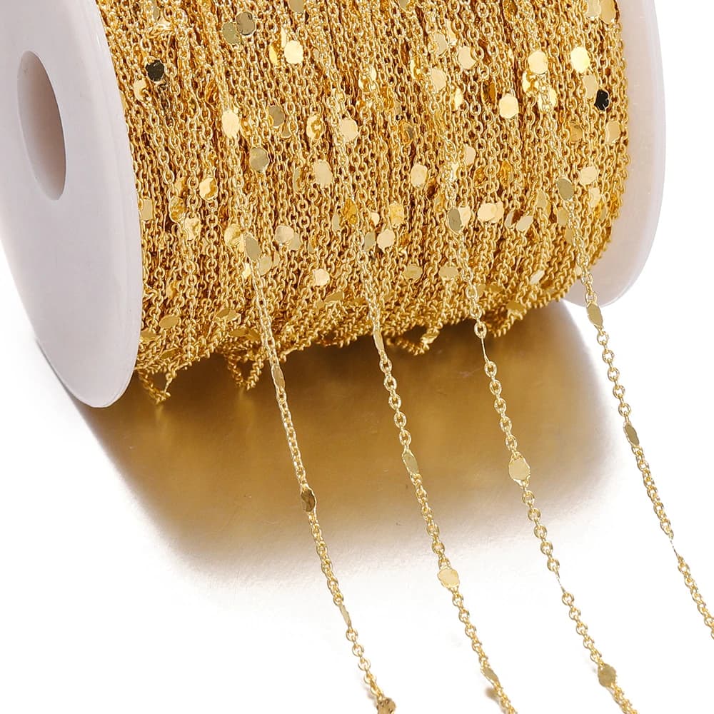Collana a catena con paillettes da 1/2 metri Catena in oro argento Catene per cavi in metallo rame Risultati Componenti per la creazione di gioielli Artigianato fai-da-te