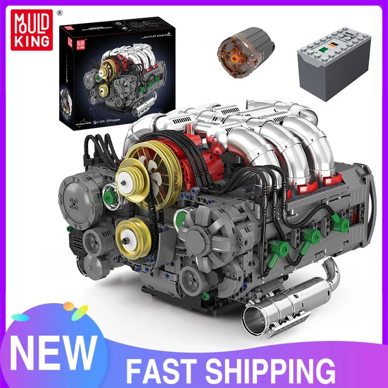 Mould King 10181 Motore tecnico per auto Giocattoli Il motore piatto motorizzato Building Block Assemblaggio Motore Mattoni Regalo di Natale per bambini