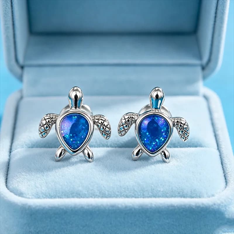 CAOSHI Blue Color Niche Stud Delicacy Earrings Silver Color Sea Animal Earrings Ocean Theme Daily Jewelry Gift for Women Girls