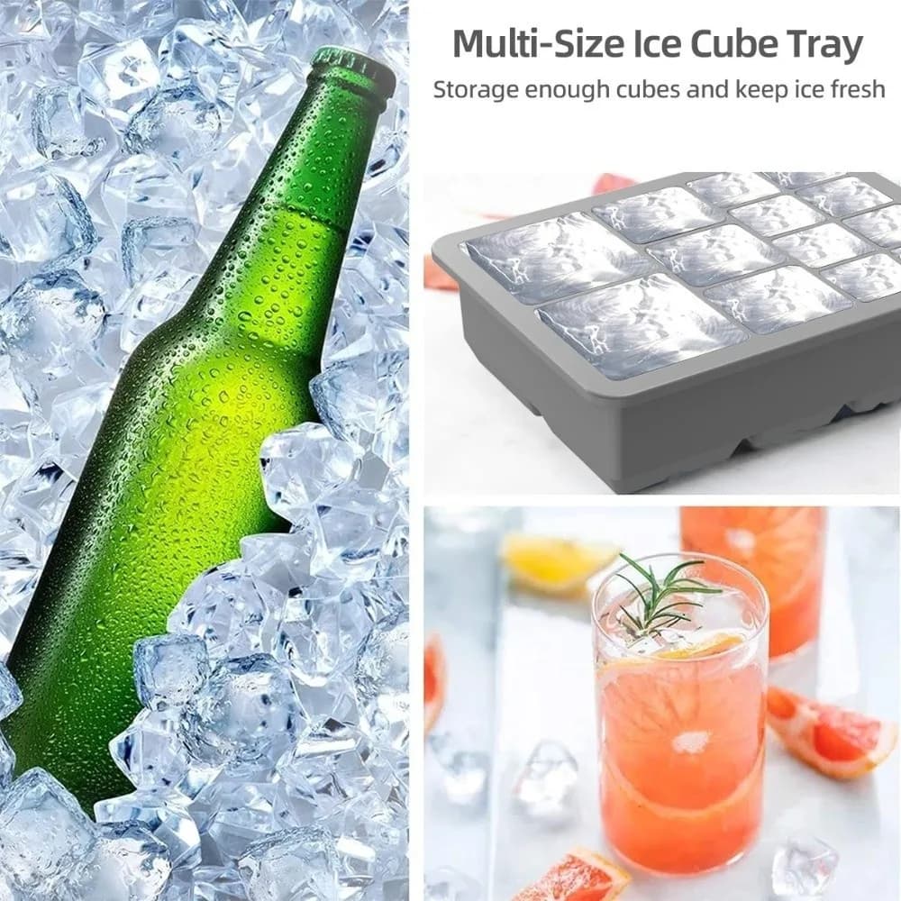 Nuovo Stampo per Cubetti di Ghiaccio in Silicone con Coperchio Antigoccia, 13 Scomparti, Forma Quadrata Multidimensionale, Contenitori per Ghiaccio per Uso in Cucina