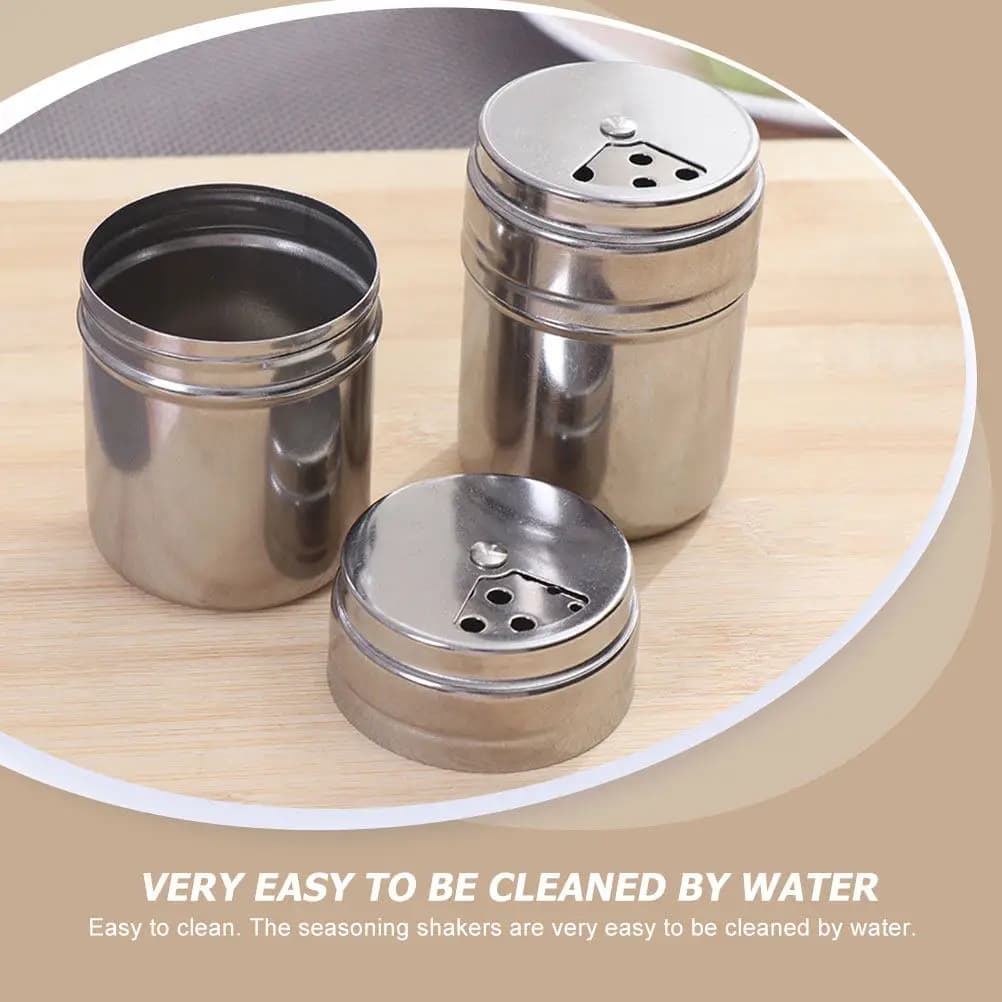 5Pcs Stainless Steel Spice Container Set Kitchen Seasoning Jars Condiment Bottles Easy Remove Storage Shakers Salt