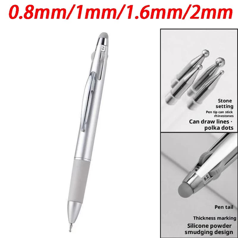 4in1 0.8/1.0/1.6/2.0mm Pen to punctuate nails Tools to score nail art In ballpoint pen Design Nail Art Tip Dot Paint Manicure Kit
