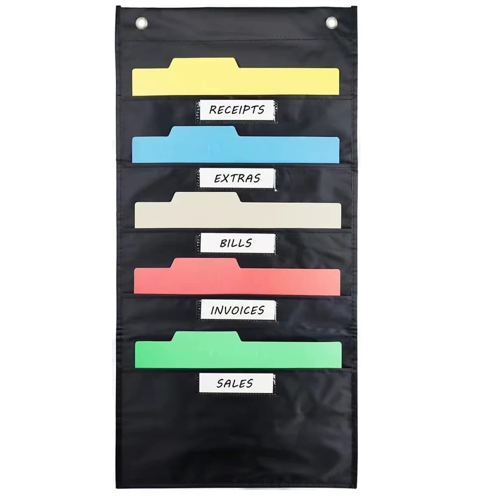 Porta cartelle sospese Organizzatore in tessuto a cascata, archiviazione per l'aula dell'ufficio scolastico domestico (5 tasche)