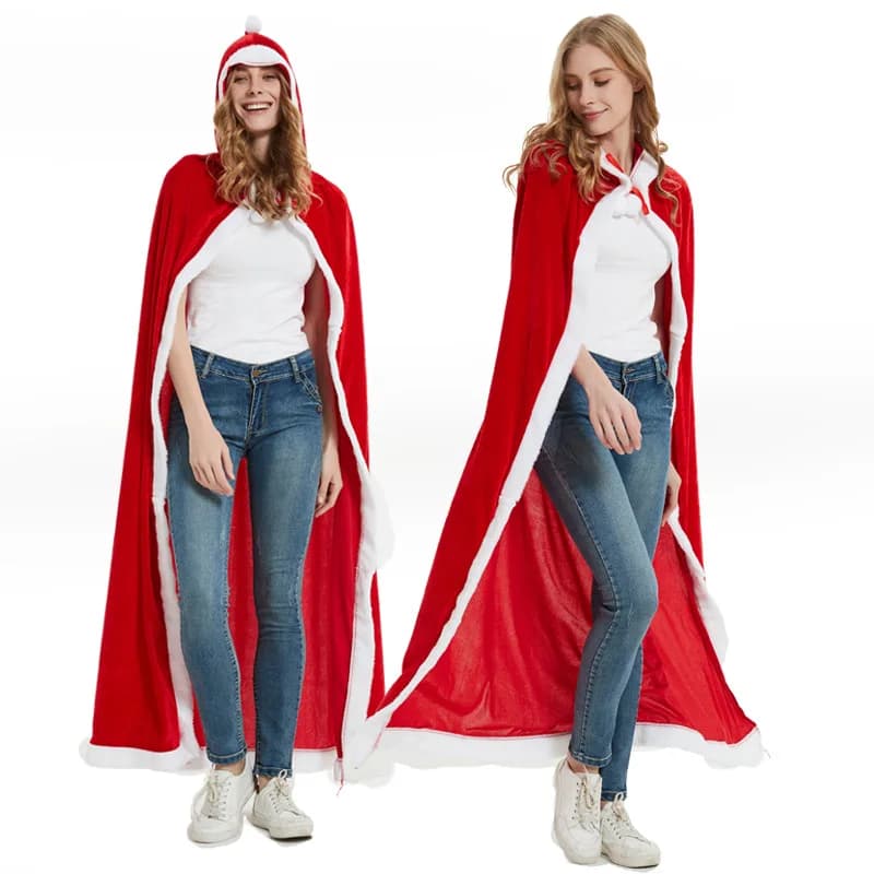 Unisex Christmas Cloak Stage Performance Party Costume Red Cloak Cosplay Costume 60 90 100 120 150cm