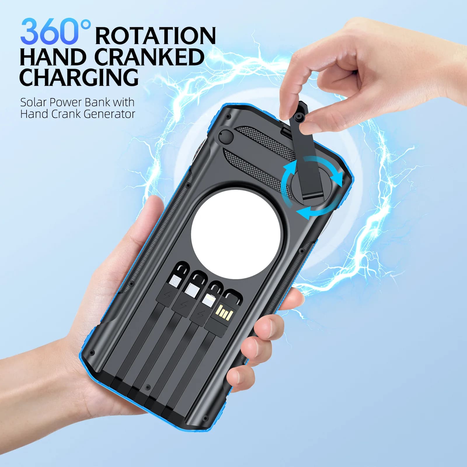 Power Bank Solare a Manovella 40000mAh Portatile 22.5W Caricatore Rapido per iPhone 17 Samsung Xiaomi Batteria Esterna di Riserva