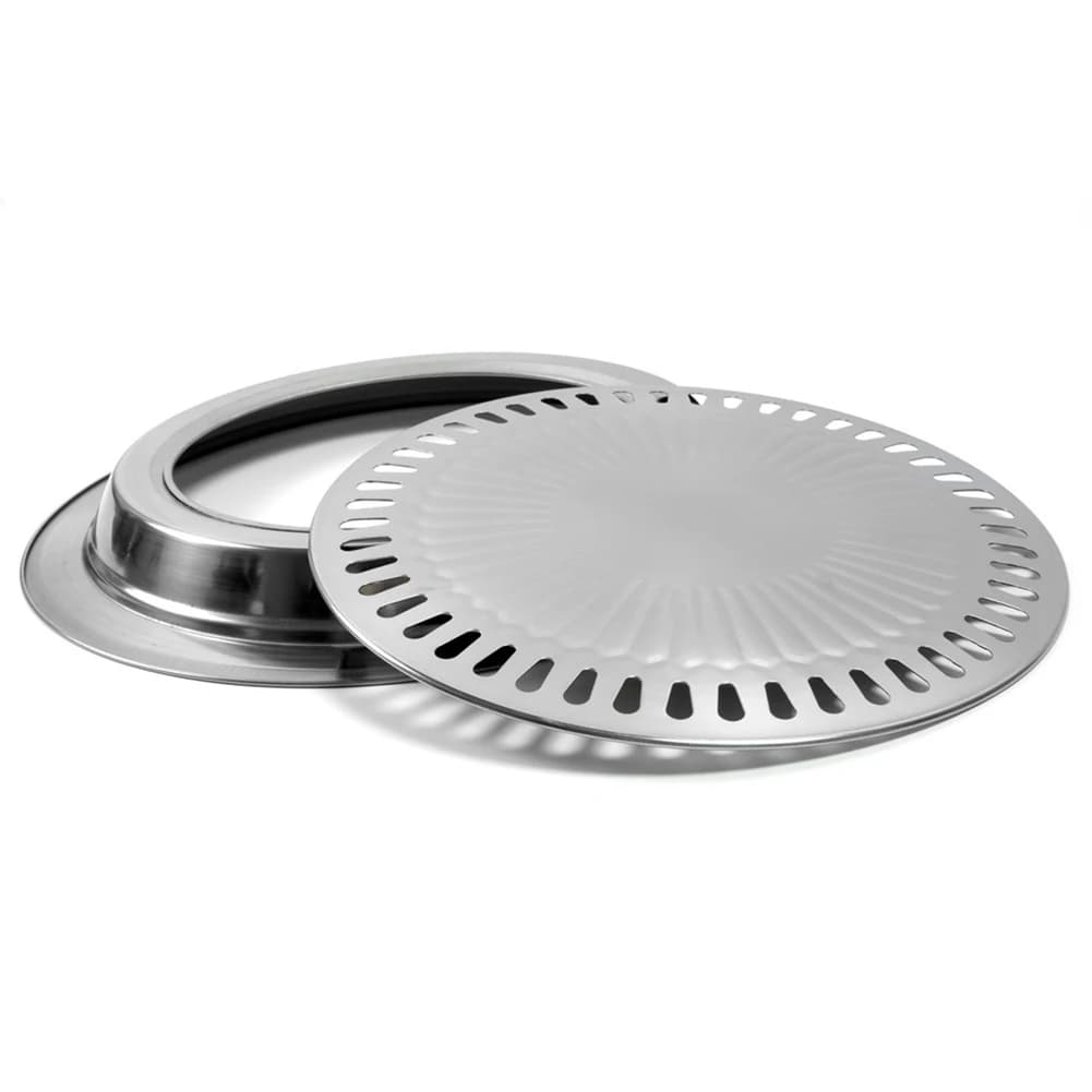 Korean BBQ Grill Pan Stainless Steel Non Stick Cooking Plate for Gas Electric Stove Charcoal Outdoor Grilling Durable