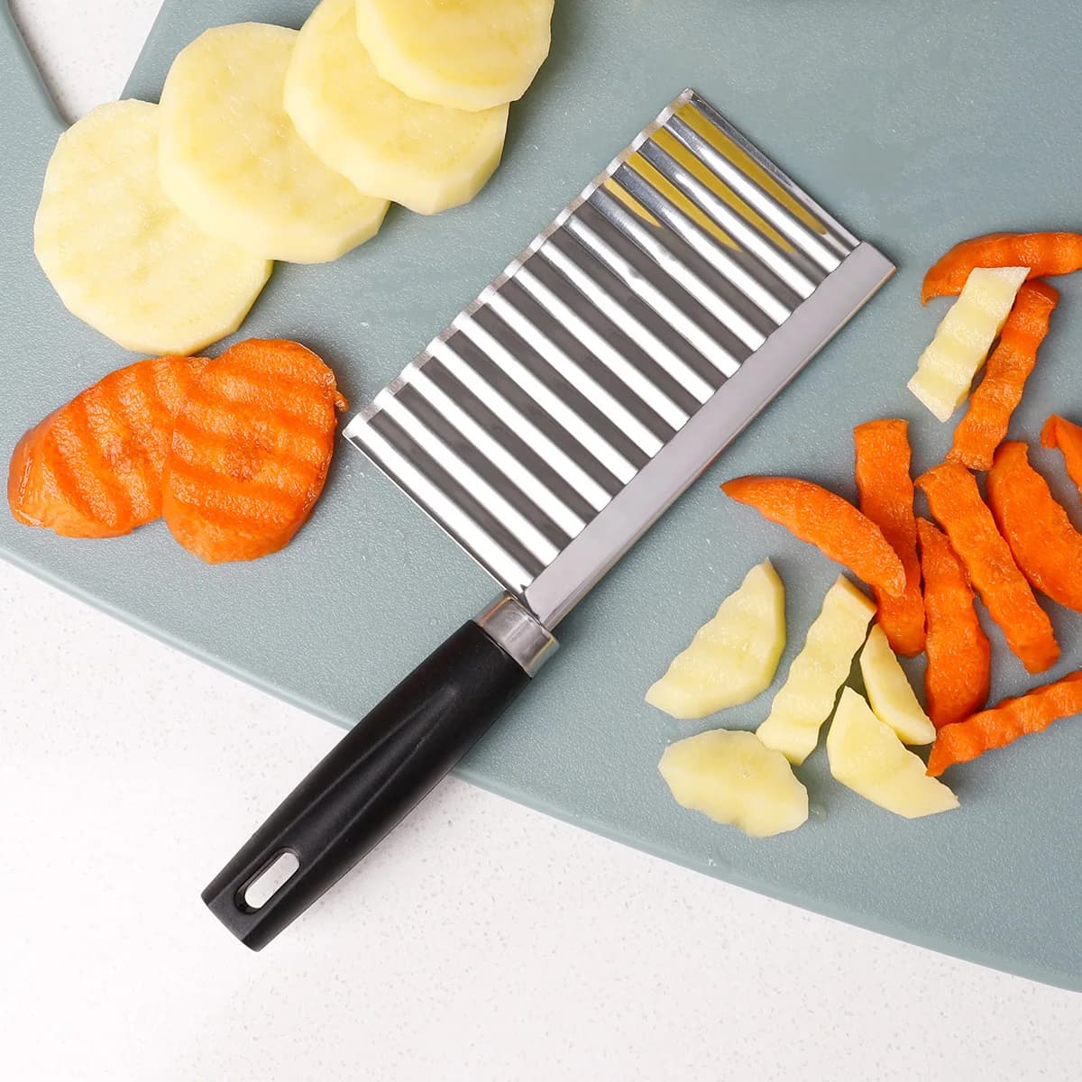 Coltello ondulato in acciaio inossidabile affettatrice per patatine fritte impasto per frutta e verdura tritatutto per patatine fritte strumenti per cucinare taglierina per patate da cucina