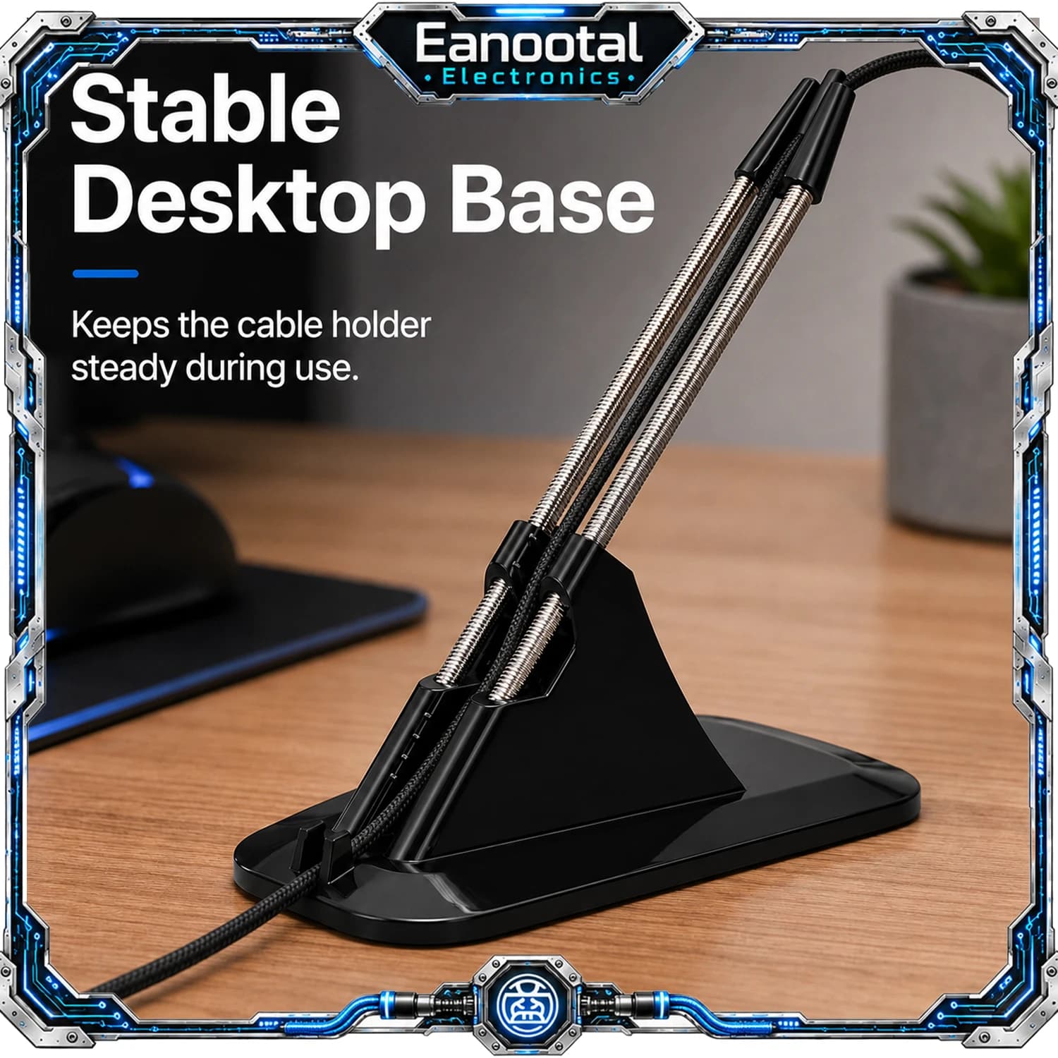 Wired Gaming Mouse Cable Holder, Dual Flexible Metal Spring Arm Mouse Bungee with Stable Desktop Base