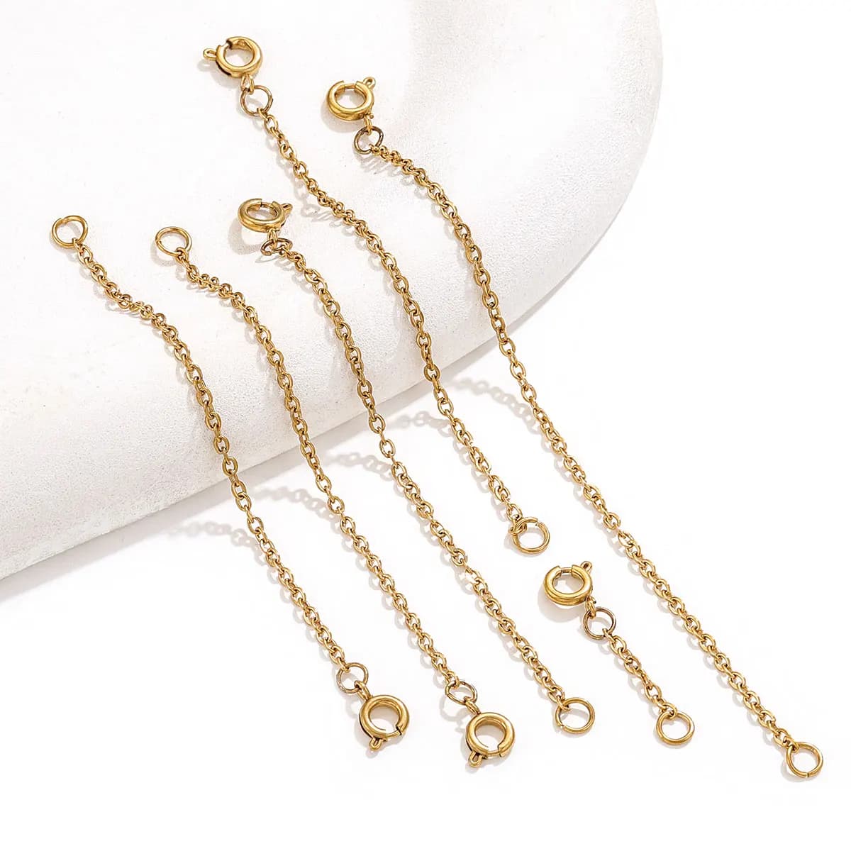 5 connettori durevoli per catena di coda estesa in acciaio inossidabile con chiusura a molla, ciondolo fai da te, collana in oro, design di gioielli per mani e piedi
