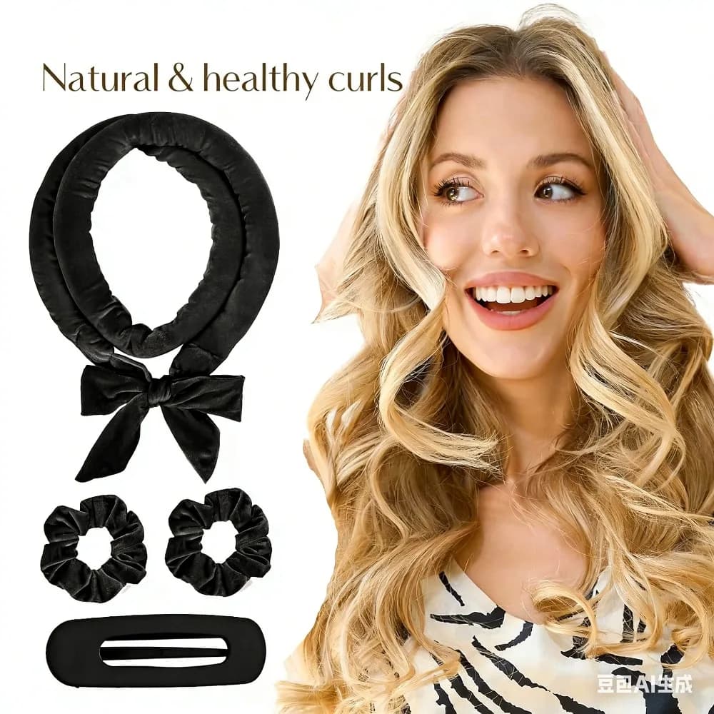 Hair curlers without heat, hair curlers without heat to wear while sleeping, hair curling set with elastic and clip, for all types of hair