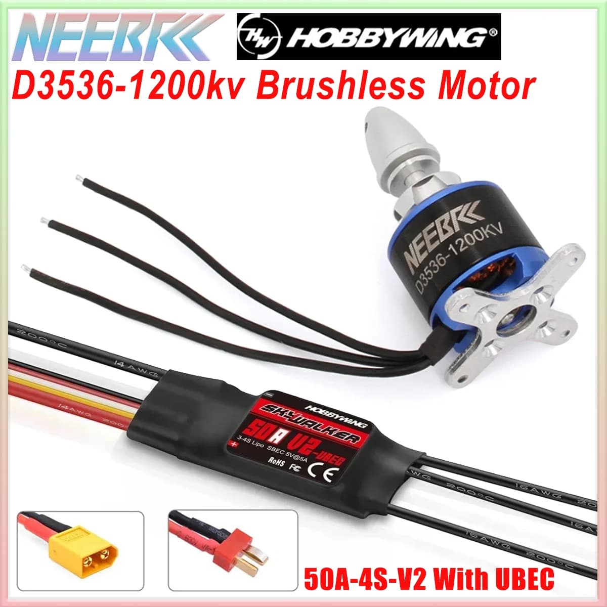 3536 1200KV Motore Brushless 2-4S w 50A V2 UBEC ESC Regolatore di Velocità per RC FPV Drone Ad Ala Fissa Aereo Skysurfer Aliante aereo