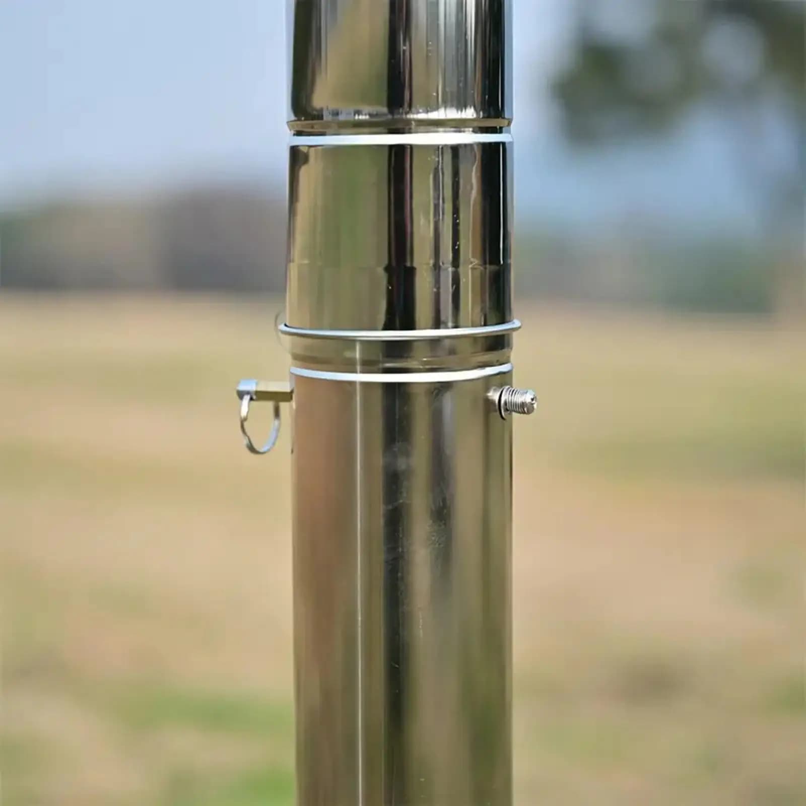 Tubo di Estensione per Camino di Tenda in Acciaio Inox con Valvola e Copertura a Rete per Stufe a Legna da Campeggio