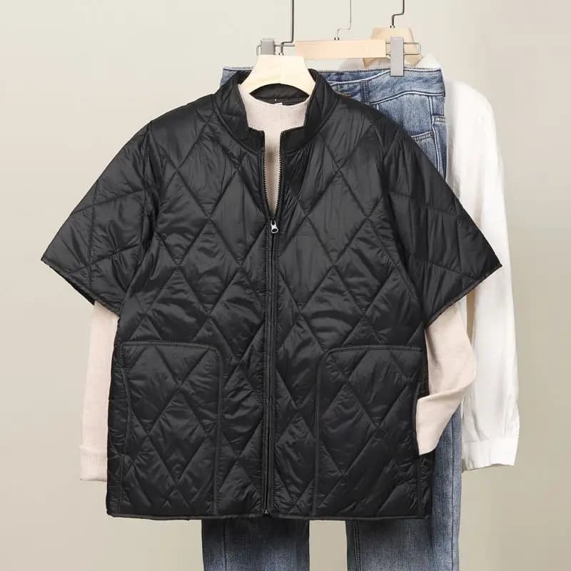 Gilet in cotone da uomo a mezza manica, nuovo stile autunno inverno, caldo, per casa, con protezione spalle, taglie forti, motivo a rombi, giacca in cotone