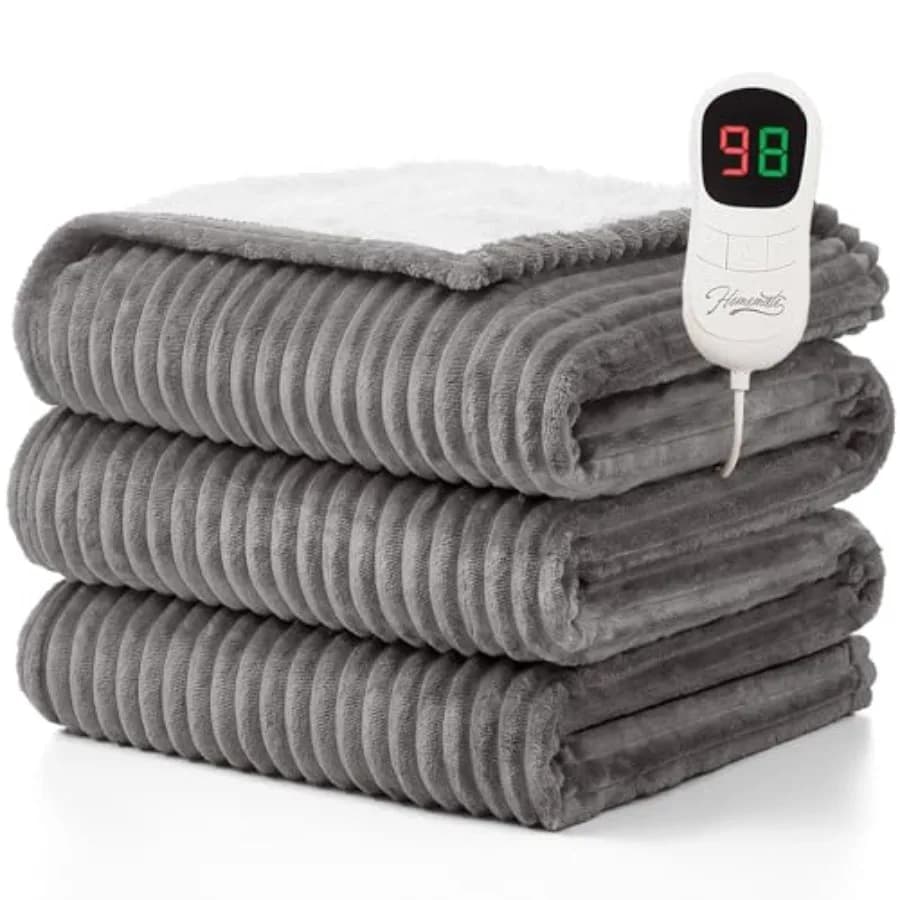 Coperta riscaldata Coperta elettrica - Coperta riscaldante da 50"x60" 1/2/4/6/8 ore Spegnimento automatico 10 livelli di calore Protezione da surriscaldamento morbida