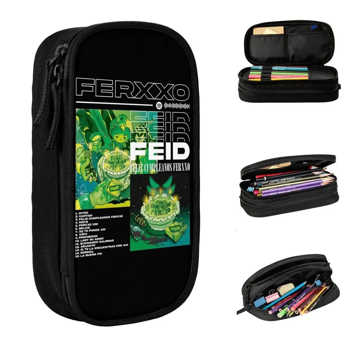 Cute Feid FerxxoCalopsis Music Tour 2024 Astuccio per matite FERXXO CALIPSIS Astuccio per penne per studenti Borsa grande per riporre oggetti