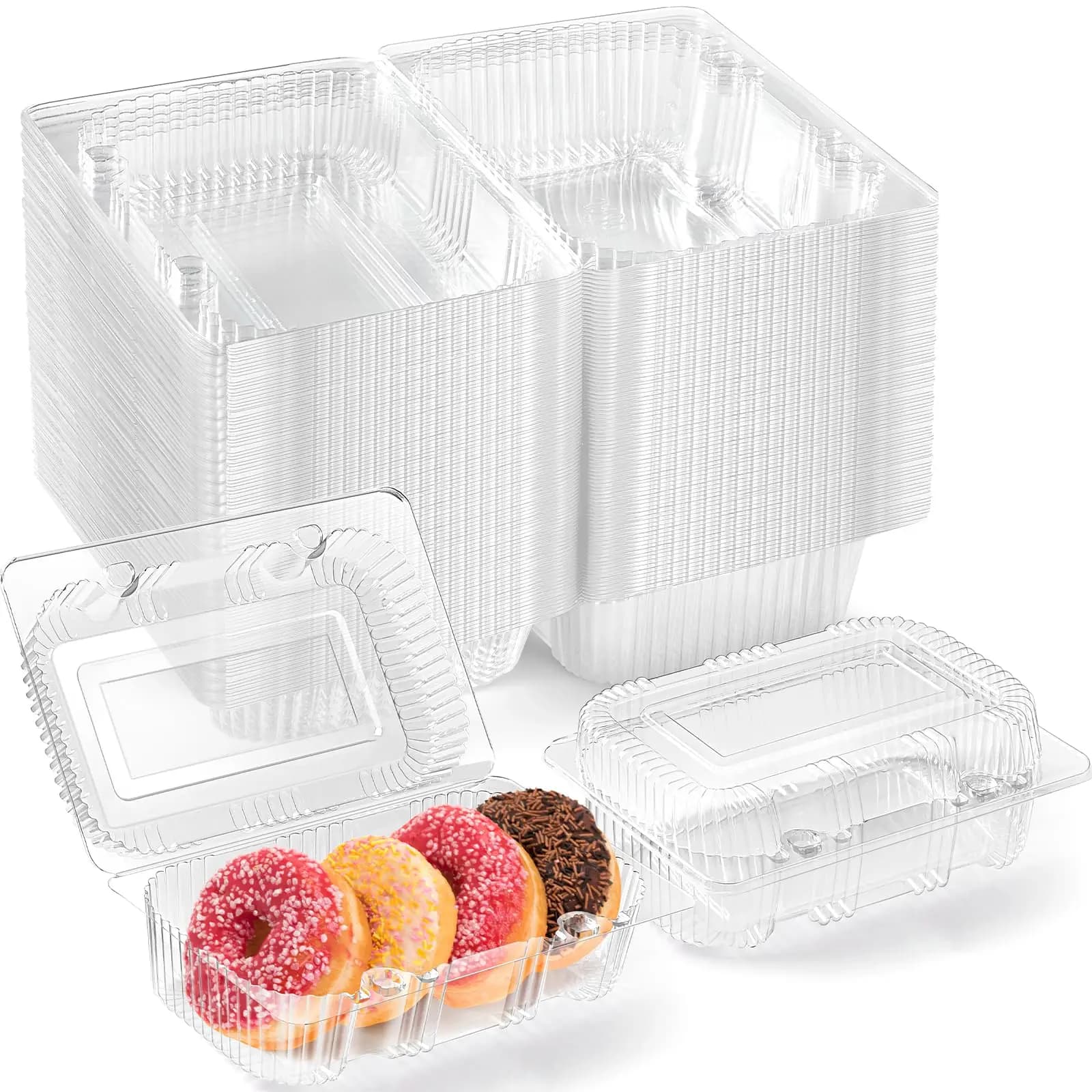 50 Pieces Multipurpose Transparent Plastic Containers - Disposable Containers for Fruit, Salad, Sushi, Dessert, Take, Feste and Picnic