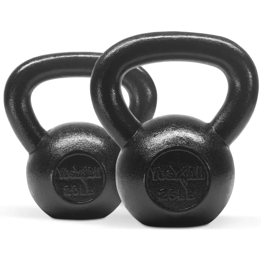 Kettlebell set 5 10 15 20 25 30 pounds Kettlebells for strength training in cast iron with wide handles and flat bottom design Ideal for