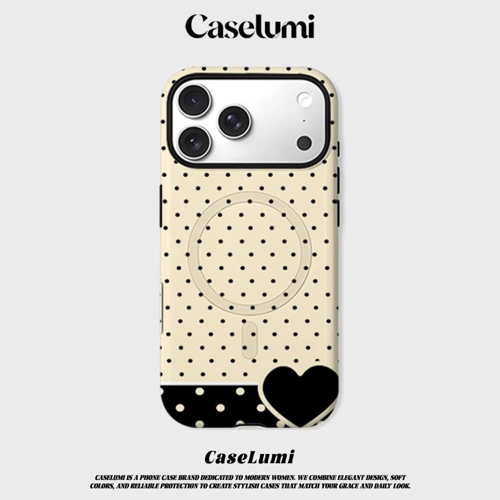 CaseLumi Matte Bumper For Magsafe Case For iPhone 17 16 15 14 Plus 13 Pro Max Shockproof Hard PC Dot Heart Cover