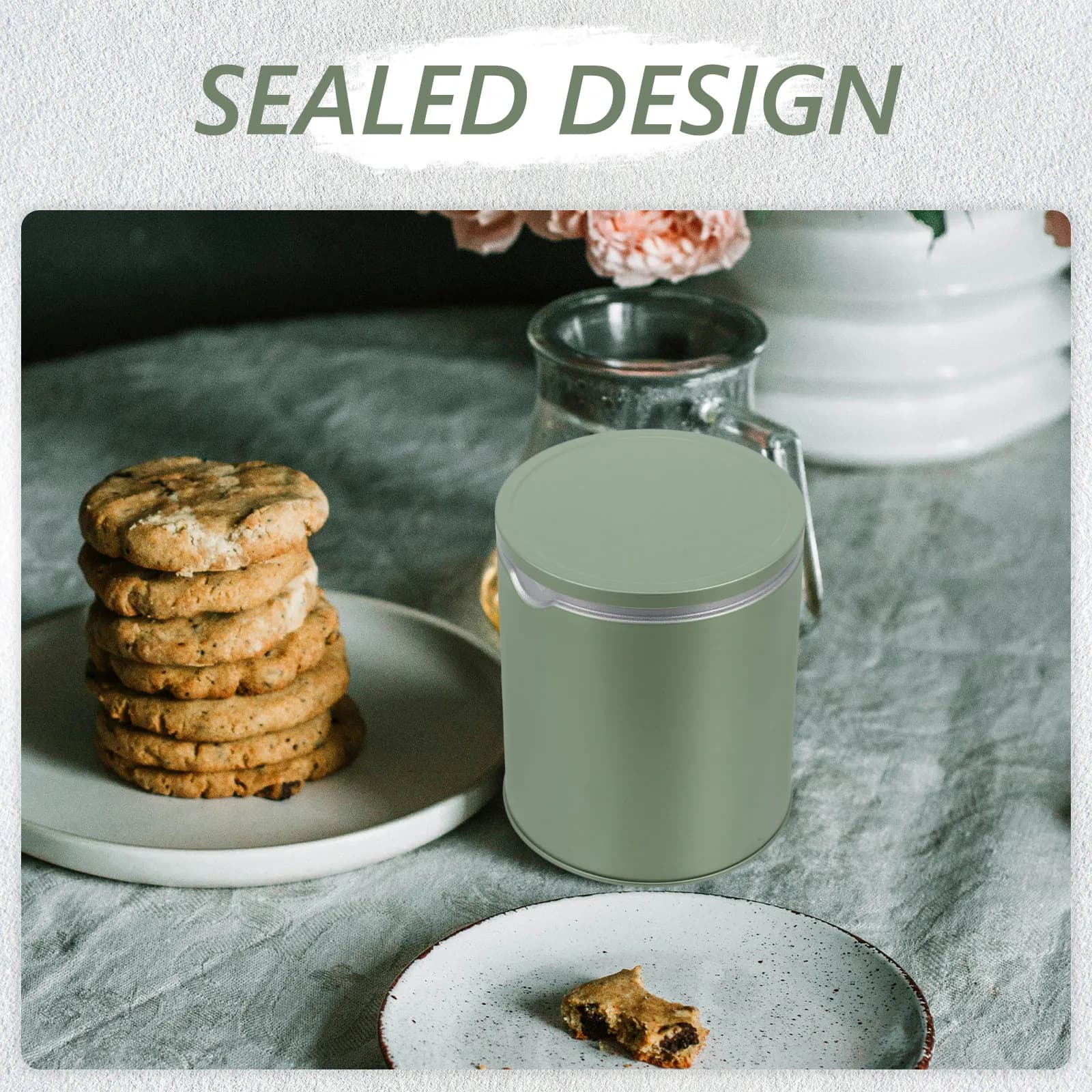 3Pcs Tinplate Tea Canister Set Airtight Food Storage Container for Loose Tea Coffee Candy Dried Fruits Sugar Office Home Use