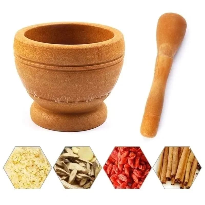 Imitazione Legno Manuale Aglio Presse Casa Pasta di Aglio Strumento Multifu Erba Medicinale Rettifica Spezie Peperoncino Polvere Rettifica Gadget