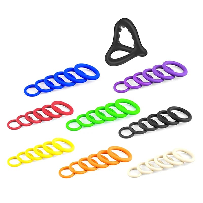 Anello per Pene in Silicone 1/7 Pezzi con Perline Massaggianti, Design Triangolare per Ritardare l'Eiaculazione, Giocattolo Sessuale Maschile