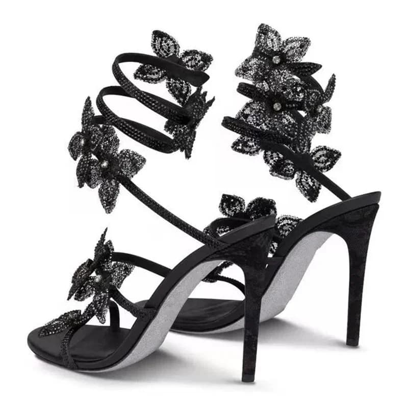 Aneikeh Moda Strass di cristallo Tacchi alti Sandali moderni Donna Sexy Farfalla Fascia stretta Open Toe Scarpe da festa di nozze Summe