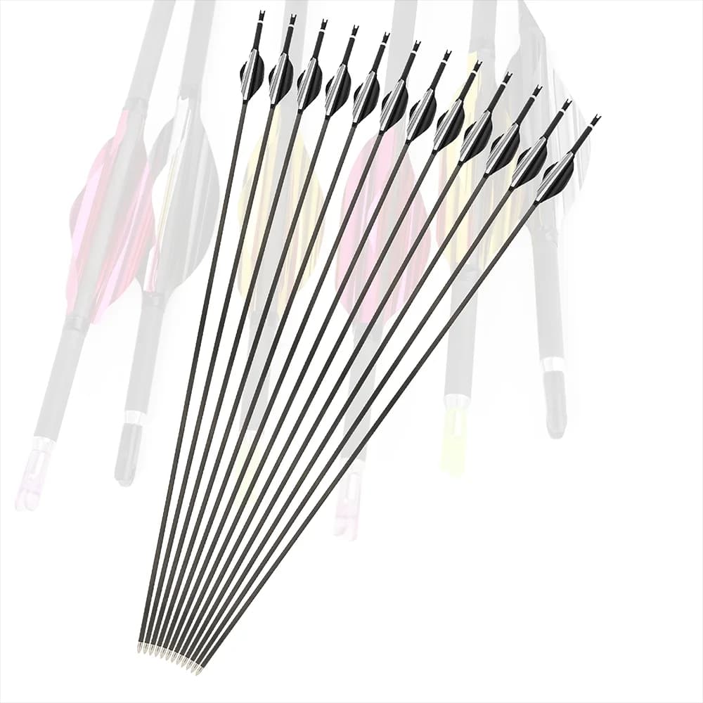 6/12 Pezzi Frecce in Carbonio Puro SP600/1000, 30 Pollici, Alette a Spirale da 1,8 Pollici, Asta ID4,2mm per Tiro con l'Arco, Caccia e Pratica di Tiro al Bersaglio
