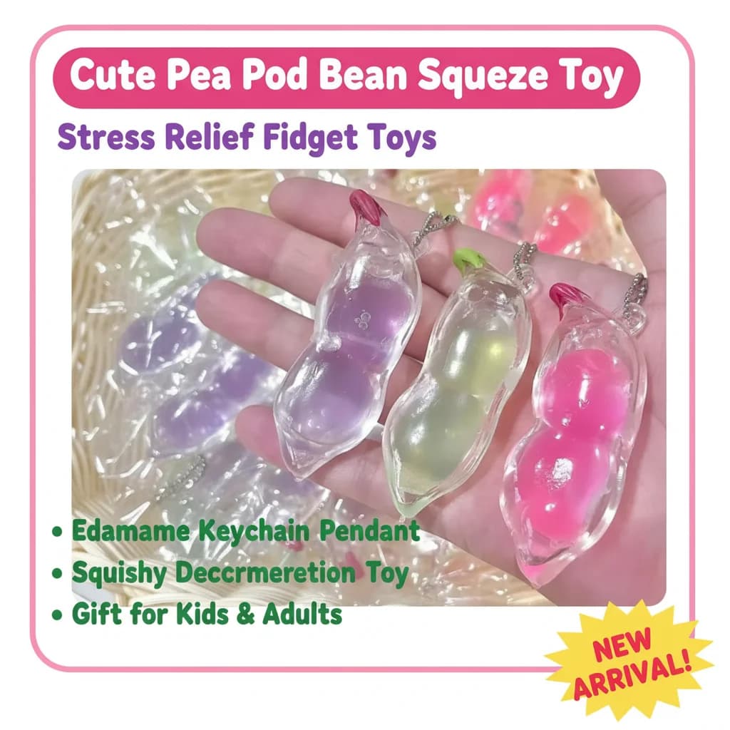 Giocattolo Antistress a Forma di Guscio di Pisello, Portachiavi Edamame, Giocattolo Morbido per Decompressione, Regalo per Bambini e Adulti