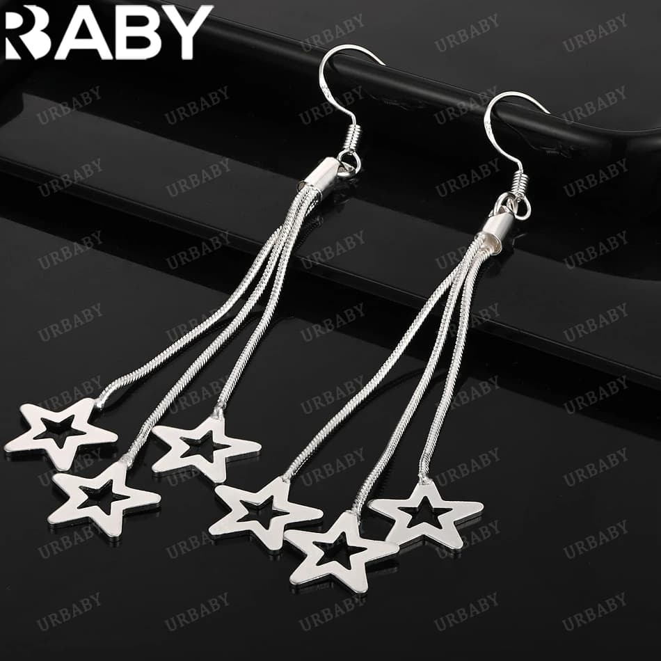 URBABY Orecchini in argento sterling 925 Nappa Stelle Orecchini pendenti Gioielli Moda Festa e abbigliamento quotidiano