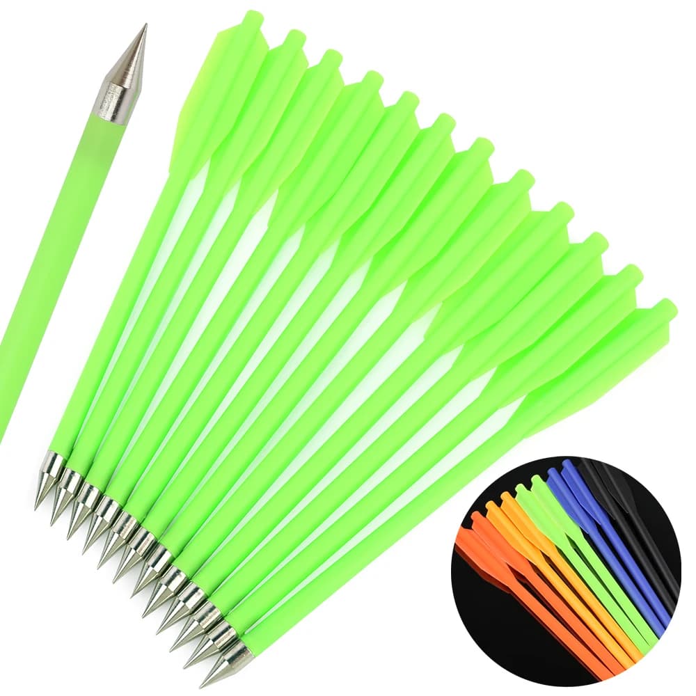 ‌ Mini frecce in plastica da 6,3 pollici per tiro con l'arco, diametro 6,2 mm, per tiro al bersaglio all'aperto, accessori per arco e frecce da caccia, 12 pezzi